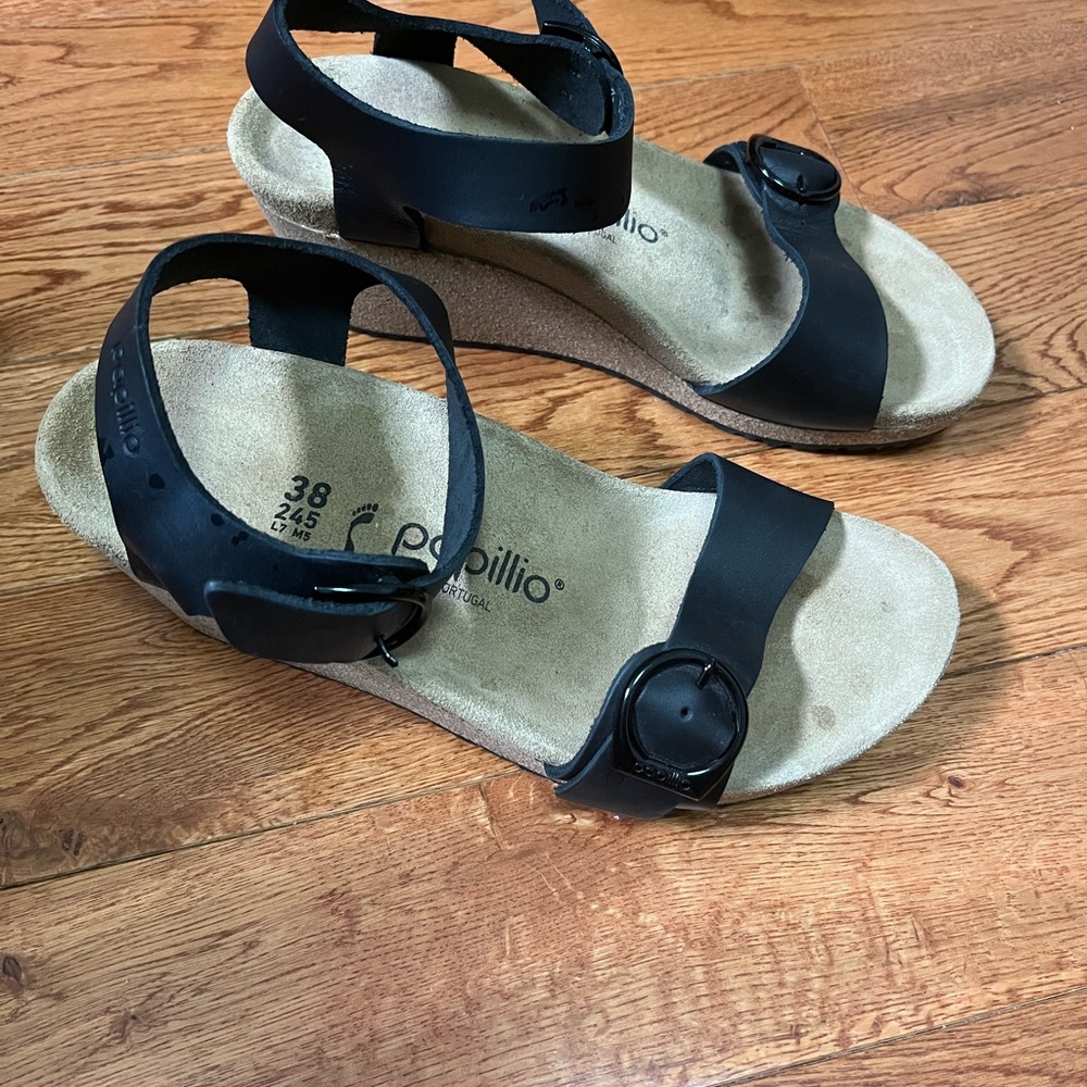 Papillio Black Comfort Sandals with Adjustable Straps